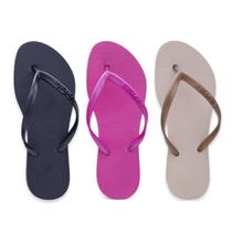 Kit 3 Pares Chinelo Sandália Feminino Slim Casual Liso F02