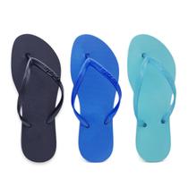 Kit 3 Pares Chinelo Sandália Feminino Slim Casual Liso F02