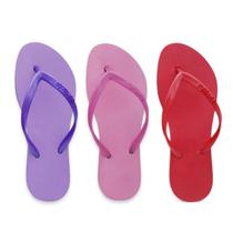 Kit 3 Pares Chinelo Sandália Feminino Slim Casual Liso F02