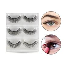 Kit 3 Pares Cílios Postiços 5D Natural Curvatura Suave 10Mm