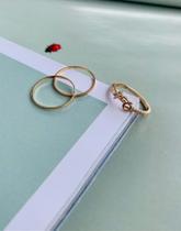Kit 3 pares de anéis conjunto dourado Fé Biju Bijuteria Kit 3 pares de anéis conjunto dourado Fé Biju Bijuteria