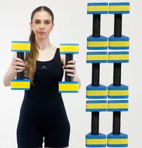 Kit 3 Pares de Halteres Hidroginástica Em EVA 1 A 2 Kg DF4011-AZ Azul/Amarelo Dafoca Sports