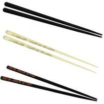 Kit 3 Pares de Hashi em Poliestireno 22 Cm Modelo Decorado Preto + Bege + Preto Liso Nihon Shikko