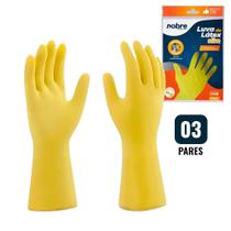 Kit 3 Pares de Luvas de Látex Amarelo M para Proteção Química Resistente e Segura