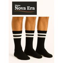 Kit 3 Pares De Meia Cano Alto Algodão Masculina Nova Era