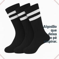Kit 3 Pares De Meia Cano Alto Algodão Masculina Nova Era