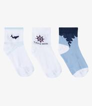Kit 3 Pares De Meia Cano Curto Infantil Trick Nick Branco