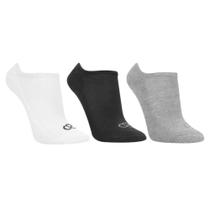 Kit 3 Pares de Meia Feminina Olympikus Invisível Branco/preto/cinza