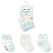 Kit 3 Pares De Meia Infantil Bebê Colorida Estampada Menino Tamanho RN - Pimpolho