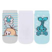 Kit 3 Pares de Meia Infantil Bebê Soquete Turma da Mônica 13 ao 16 - Cia da Meia