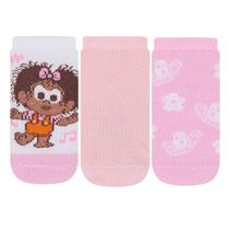 Kit 3 Pares de Meia Infantil Bebê Soquete Turma da Mônica 13 ao 16 Cia da Meia