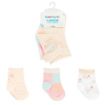 Kit 3 Pares De Meia Infantil Colorida Estampada Menina Tamanho 00 ao 15 Pimpolho