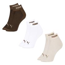 Kit 3 Pares De Meia Puma Cano Baixo Esportiva Feminina - Marrom 34-39 Kit 3 Pares De Meia Puma Cano Baixo Esportiva Feminina - Marrom 34-39