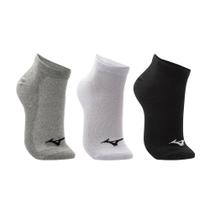 Kit 3 Pares de Meia Unissex Mizuno Sem Cano 33/38 Branco/cinza/preto Kit 3 Pares de Meia Unissex Mizuno Sem Cano 33/38 Branco/cinza/preto