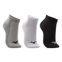 Kit 3 Pares de Meia Unissex Mizuno Sem Cano 39/44 Branco/preto/cinza Kit 3 Pares de Meia Unissex Mizuno Sem Cano 39/44 Branco/preto/cinza