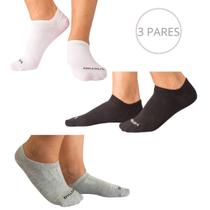 Kit 3 pares de Meia Vistho Invisível Branco, Preto e Cinza 39-43 VS25M-089