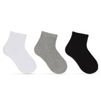 Kit 3 Pares de Meias 28/33 Juvenil Cano Curto Atoalhada Preta Branca e Cinza (004HOJC23132) Hoahi Kit 3 Pares de Meias 28/33 Juvenil Cano Curto Atoalhada Preta Branca e Cinza (004HOJC23132) Hoahi
