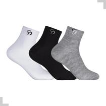 Kit 3 Pares de Meias Cano curto Algodão e Poliester Unissex Lisa RP