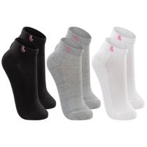 Kit 3 Pares De Meias Cano Curto Lupo Sport Esportiva Cores Feminina Algodão Tamanho 33 Ao 40