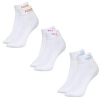 Kit 3 Pares De Meias Puma Esportiva Cano Baixo Feminina - Branco 34-39 Kit 3 Pares De Meias Puma Esportiva Cano Baixo Feminina - Branco 34-39