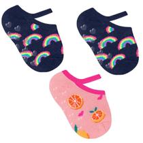 Kit 3 pares de meias Sapatilha Infantil Unissex Antiderrapante Selene 1385/1395