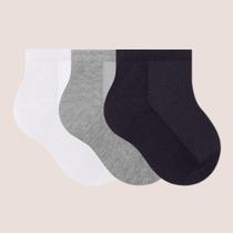 Kit 3 Pares De Meias Selene Infantil Cano Curto Algodão