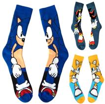 Kit 3 Pares de Meias Sonic Personagens The tails Shadom Sonic Cano Alto Adulto Algodão Pronta Entrega