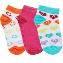 Kit 3 pares de meias soquetes feminina basica colorida