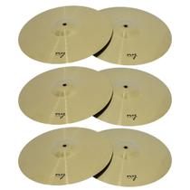 Kit 3 Pares de Pratos Splash para Bateria 12" Liga de Aço New York