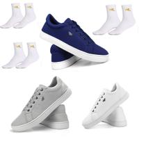 Kit 3 Pares de Sapatenis Tenis Casual masculino + 3 Pares de Meia VH Calçados