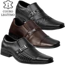 Kit 3 Pares De Sapato Social Masculino Em Couro