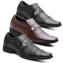 Kit 3 Pares De Sapato Social Masculino Em Couro Kit 3 Pares De Sapato Social Masculino Em Couro