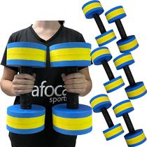 Kit 3 Pares Halteres de Hidroginástica Redondo em EVA DF4017-AZ 3-4Kg Azul/Amarelo Dafoca Sports