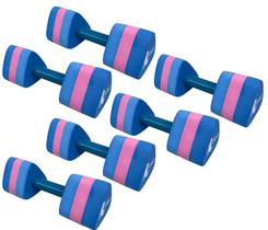 Kit 3 Pares Halteres Hidroginástica 100% EVA DF1092-R M Azul/Rosa Dafoca Sports