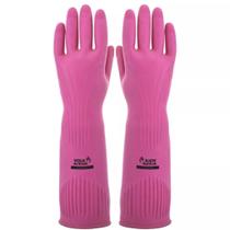 Kit 3 Pares Luva Rosa De Borracha Látex Grossa Cano Longo Limpeza Pesada Proteção Kit 3 Pares Luva Rosa De Borracha Látex Grossa Cano Longo Limpeza Pesada Proteção