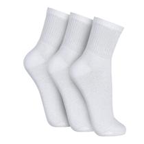 Kit 3 Pares Meia Branca Cano Médio Alto Somellos Leve e Macia do 32 ao 42