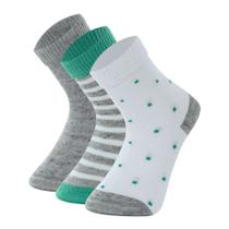 KIT 3 PARES MEIA CAS C MEDIO BEBE C/LYCRA INFANTIL MASH 22-27 CINZA E VERDE listra e poá KIT 3 PARES MEIA CAS C MEDIO BEBE C/LYCRA INFANTIL MASH 22-27 CINZA E VERDE listra e poá