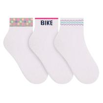 Kit 3 Pares Meia Casual Tripack Feminina Estampada Branca Algodão Penteado Kit 3 Pares Meia Casual Tripack Feminina Estampada Branca Algodão Penteado
