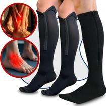 Kit 3 Pares Meia de Alta Compressão para Varizes, Tensão e Inchaço