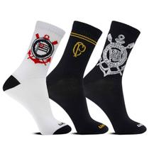 Kit 3 Pares Meia Esportiva Masculina Running Bike Gym Corinthians