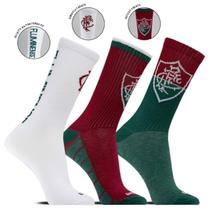 Kit 3 Pares Meia Esportiva Masculina Running Bike Gym Fluminense Kit 3 Pares Meia Esportiva Masculina Running Bike Gym Fluminense