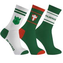 Kit 3 Pares Meia Esportiva Masculina Running Bike Gym Palmeiras Kit 3 Pares Meia Esportiva Masculina Running Bike Gym Palmeiras