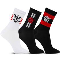 Kit 3 Pares Meia Esportiva Running Bike Gym Flamengo Kit 3 Pares Meia Esportiva Running Bike Gym Flamengo