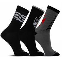 Kit 3 Pares Meia Esportiva Running Bike Gym Vasco da Gama Kit 3 Pares Meia Esportiva Running Bike Gym Vasco da Gama