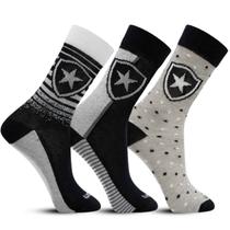 Kit 3 Pares Meia Juvenil Casual Botafogo Futebol Clube