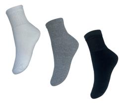 Kit 3 Pares Meia Masculina Cano Longo Algodão Preto Branco