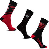 Kit 3 Pares Meia Masculina Casual Oficial Clube Flamengo