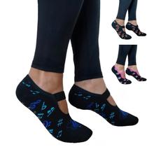 Kit 3 Pares Meia Sapatilha Pilates Fitness Antiderrapante