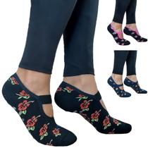 Kit 3 Pares Meia Sapatilha Pilates Fitness Pegada Leve