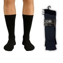 Kit 3 Pares Meia Social Masculina Cano Alto Cores Escuras York